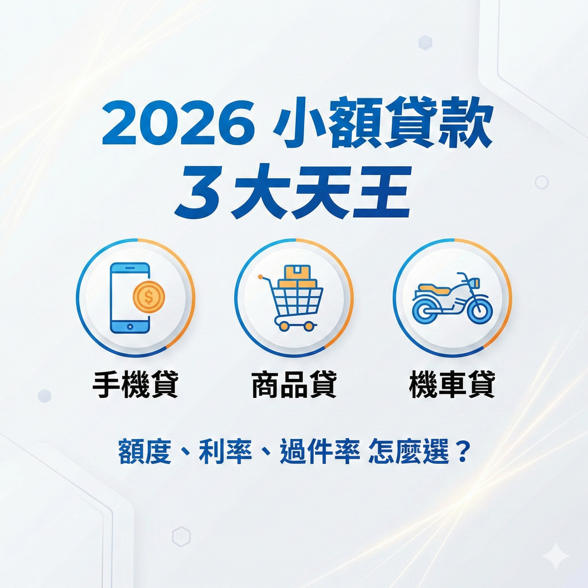 手機貸、商品貸、機車貸怎麼選?2026 小額貸款額度、利率、過件率終極評比 手機貸、商品貸、機車貸怎麼選?2026 小額貸款額度、利率、過件率終極評比